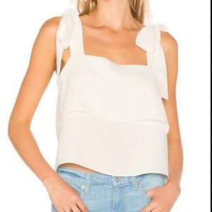 Amanda Uprichard cream tank with shoulder ties